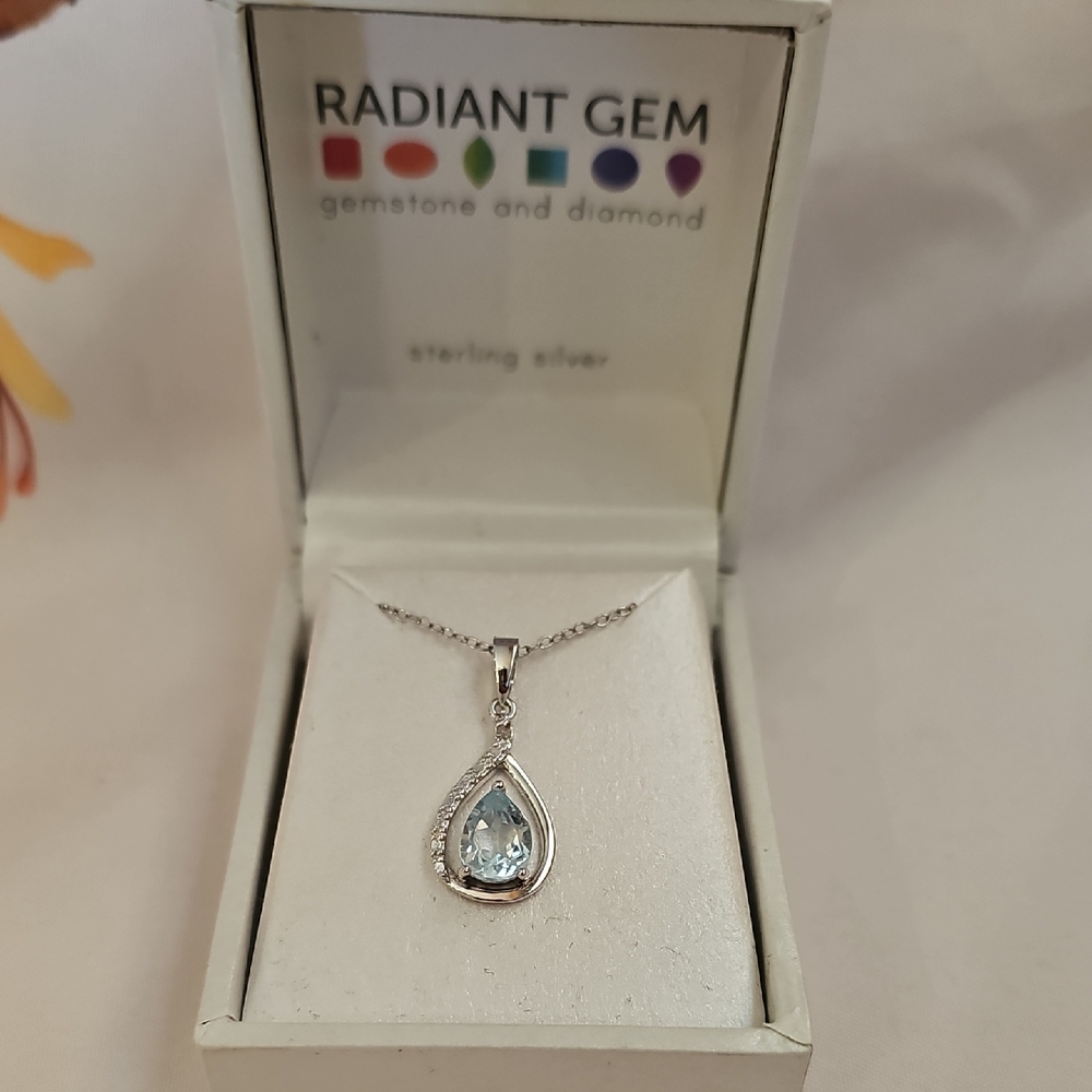 Sterling Silver Blue Gemstone Pendant Necklace